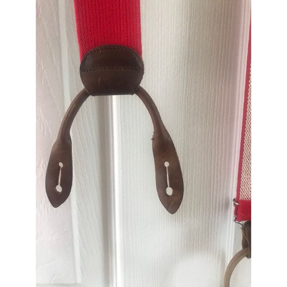 Vintage Very Rare President Co. POLICE Red Button On Suspenders Leather Elastic - Picture 8 of 10